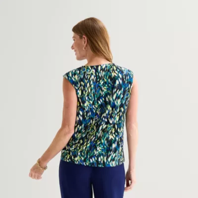 Black Label by Evan-Picone Womens Keyhole Neck Sleeveless Blouse