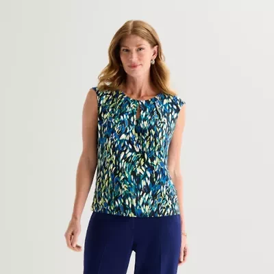 Black Label by Evan-Picone Womens Keyhole Neck Sleeveless Blouse