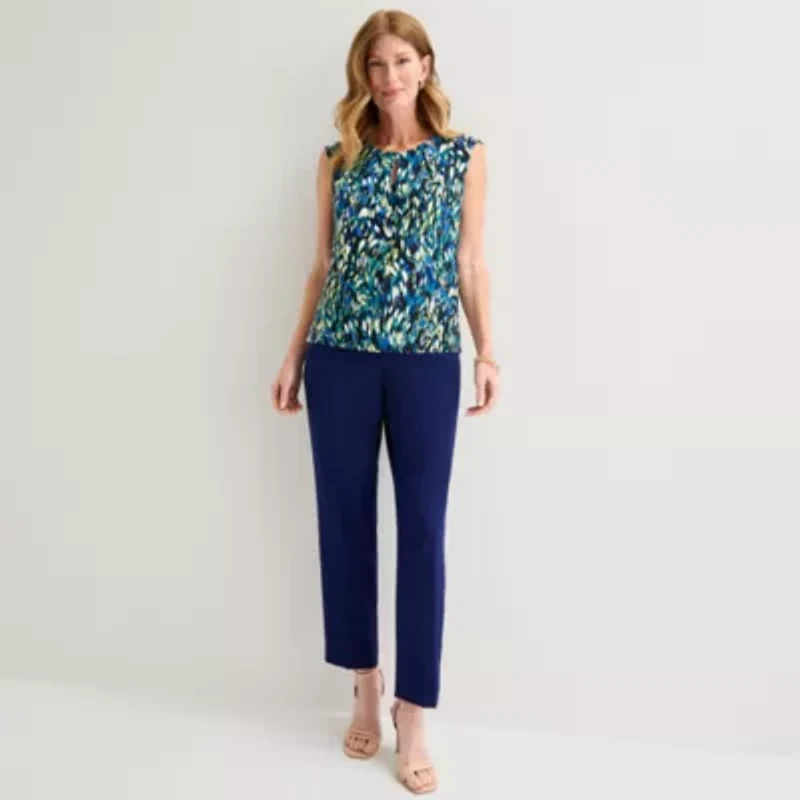 Black Label by Evan-Picone Womens Keyhole Neck Sleeveless Blouse