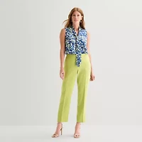 Black Label by Evan-Picone Womens Split Tie Neck Sleeveless Blouse
