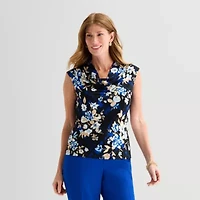 Black Label by Evan-Picone Womens Cowl Neck Sleeveless Blouse