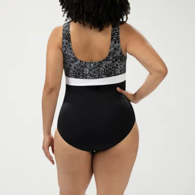 Dolfin Womens Striped One Piece Swimsuit