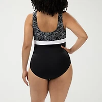 Dolfin Womens Striped One Piece Swimsuit