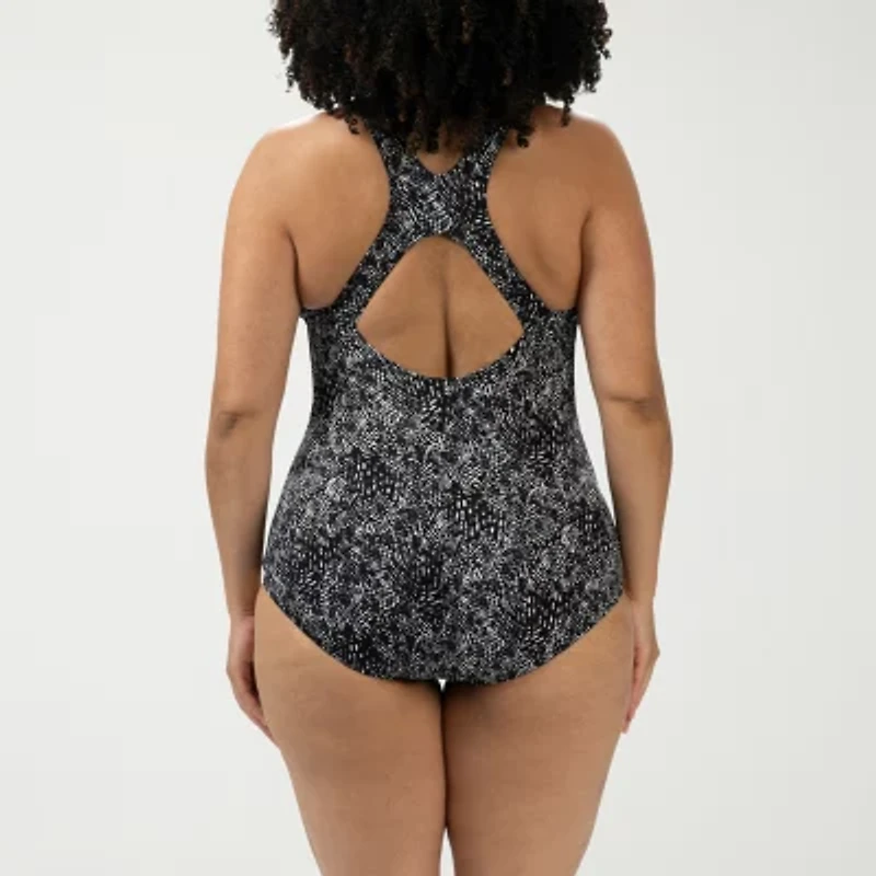 Dolfin Womens Striped One Piece Swimsuit