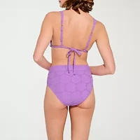 Decree Textured Triangle Bikini Swimsuit Top Juniors