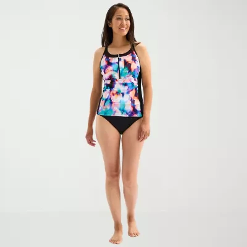 Free Country Womens Stretch Fabric Floral Tankini Swimsuit Top