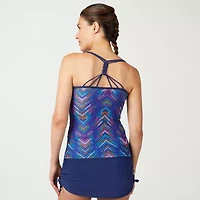 Free Country Womens Stretch Fabric Chevron Tankini Swimsuit Top