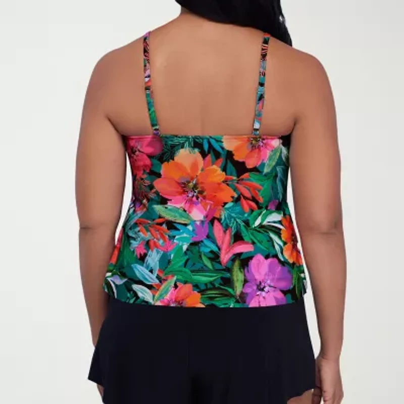 Trimshaper Womens Floral Tankini Swimsuit Top