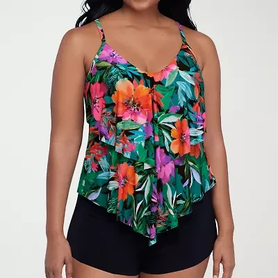 Trimshaper Womens Floral Tankini Swimsuit Top