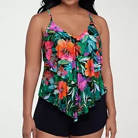 Trimshaper Womens Floral Tankini Swimsuit Top