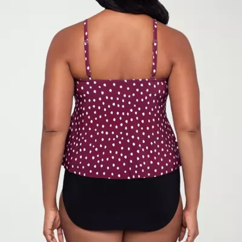 Trimshaper Womens Dots Tankini Swimsuit Top