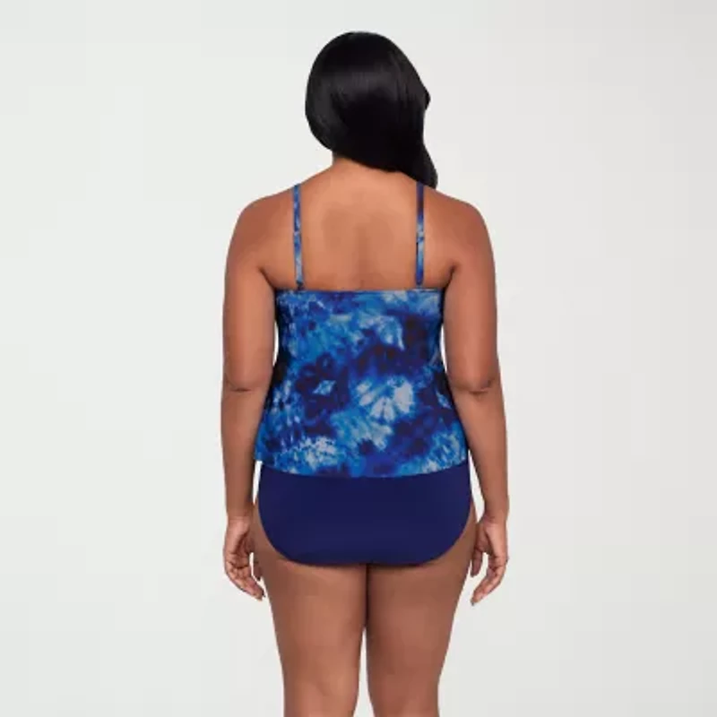 Trimshaper Womens Tie-Dye Tie Dye Tankini Swimsuit Top