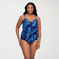 Trimshaper Womens Tie-Dye Tie Dye Tankini Swimsuit Top