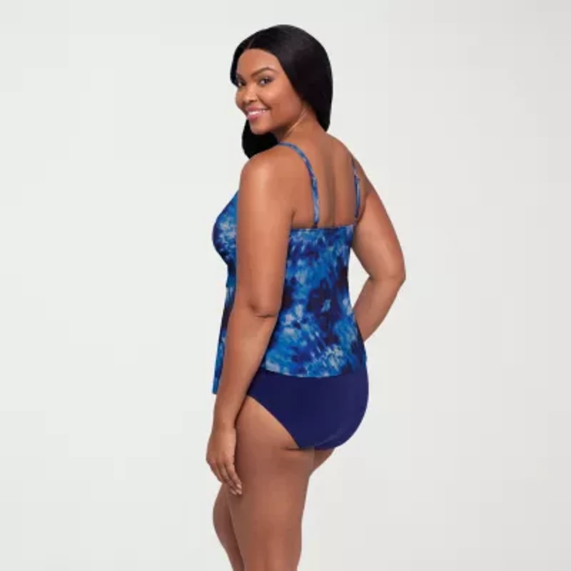 Trimshaper Womens Tie-Dye Tie Dye Tankini Swimsuit Top