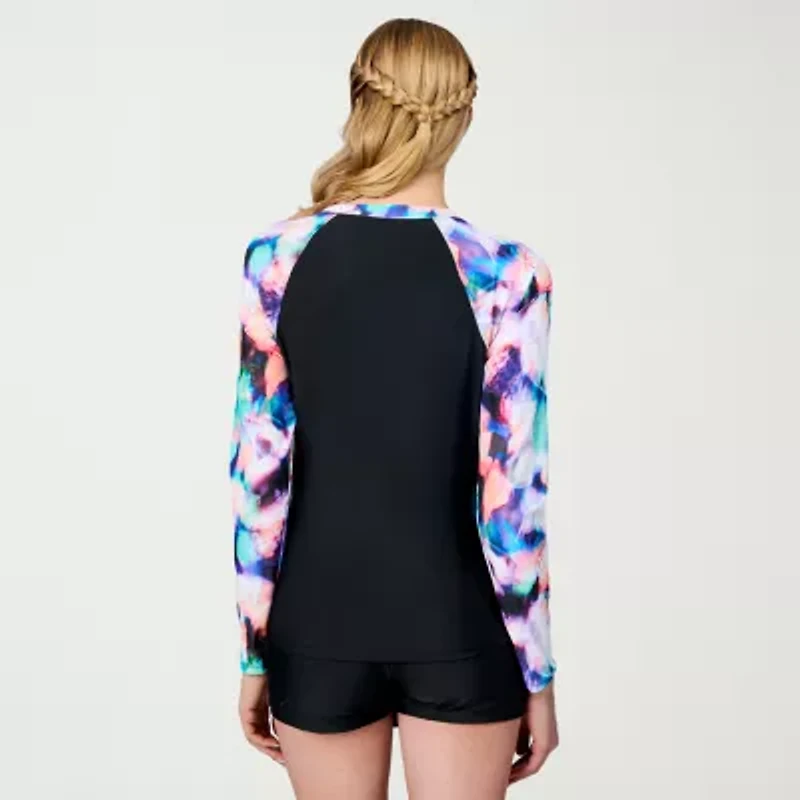 Free Country Womens Abstract Long Sleeve Swim Shirt