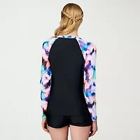 Free Country Womens Abstract Long Sleeve Swim Shirt