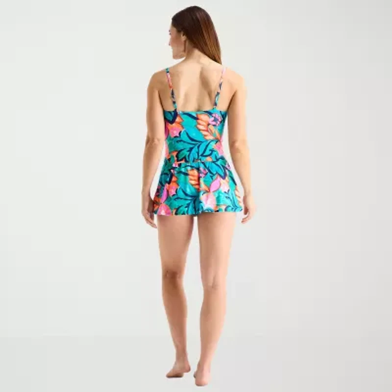 Liz Claiborne Womens Tropical Floral Swim Dress