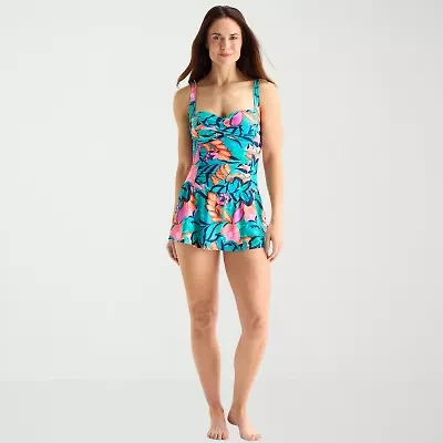 Liz Claiborne Womens Tropical Floral Swim Dress