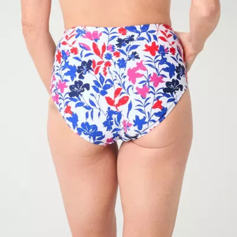 Liz Claiborne Comfort Waistband Floral Brief Bikini Swimsuit Bottom