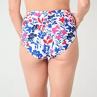 Liz Claiborne Comfort Waistband Floral Brief Bikini Swimsuit Bottom
