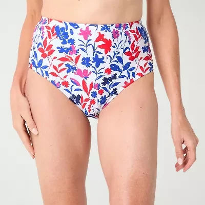 Liz Claiborne Comfort Waistband Floral Brief Bikini Swimsuit Bottom