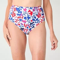 Liz Claiborne Comfort Waistband Floral Brief Bikini Swimsuit Bottom
