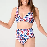 Liz Claiborne Comfort Waistband Floral Brief Bikini Swimsuit Bottom
