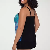 Trimshaper Womens Tie Dye Plus Tankini Swimsuit Top