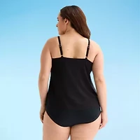 Trimshaper Womens Floral Plus Tankini Swimsuit Top