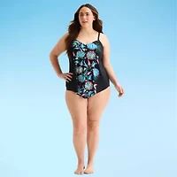 Trimshaper Womens Floral Plus Tankini Swimsuit Top