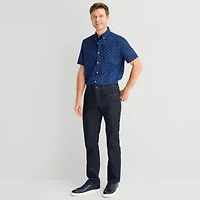 St. John's Bay Stretch Poplin Mens Short Sleeve Classic Fit Button-Down Shirt