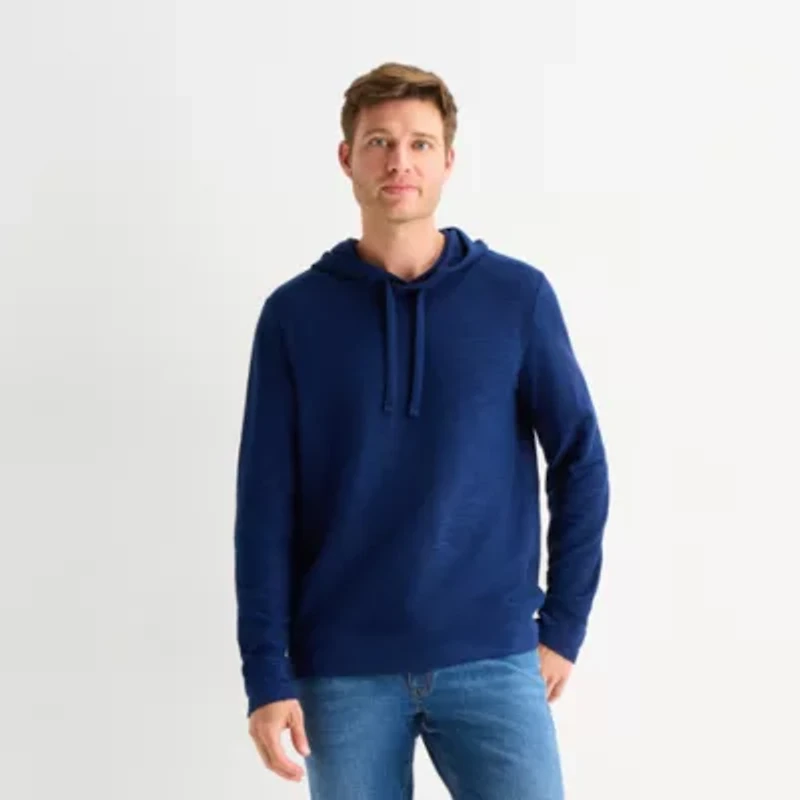 St. John's Bay Slub Mens Long Sleeve Hoodie