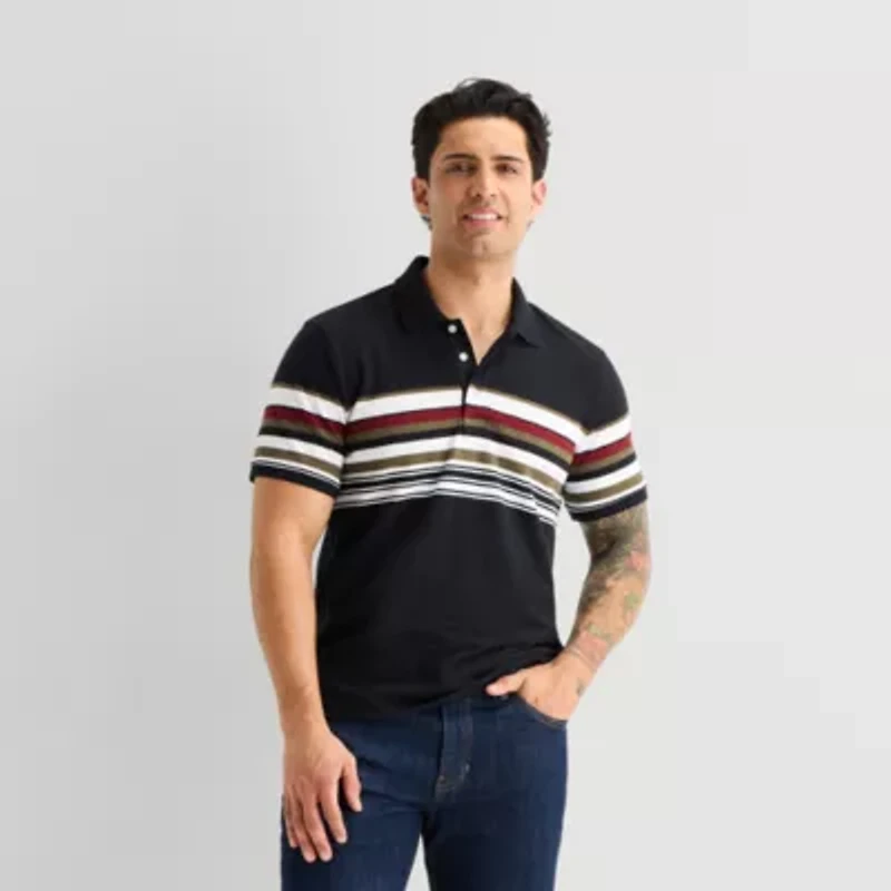 mutual weave Mens Relaxed Fit Short Sleeve Polo Shirt