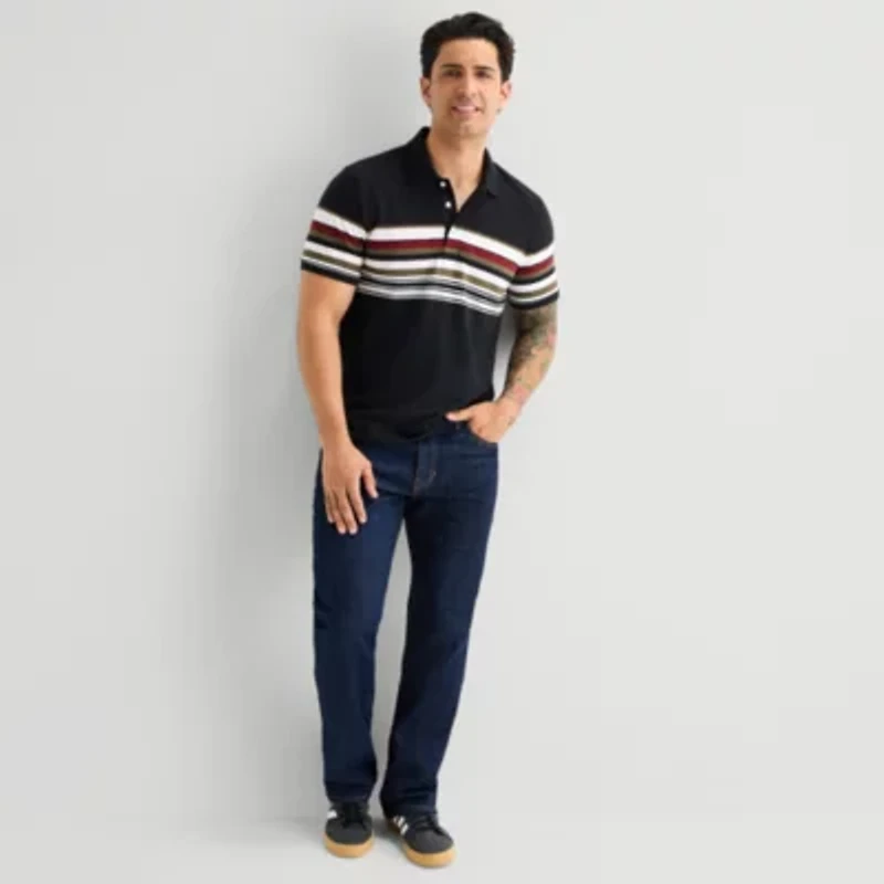 mutual weave Mens Relaxed Fit Short Sleeve Polo Shirt