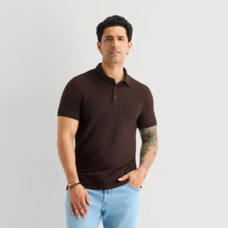 mutual weave Mens Regular Fit Short Sleeve Polo Shirt