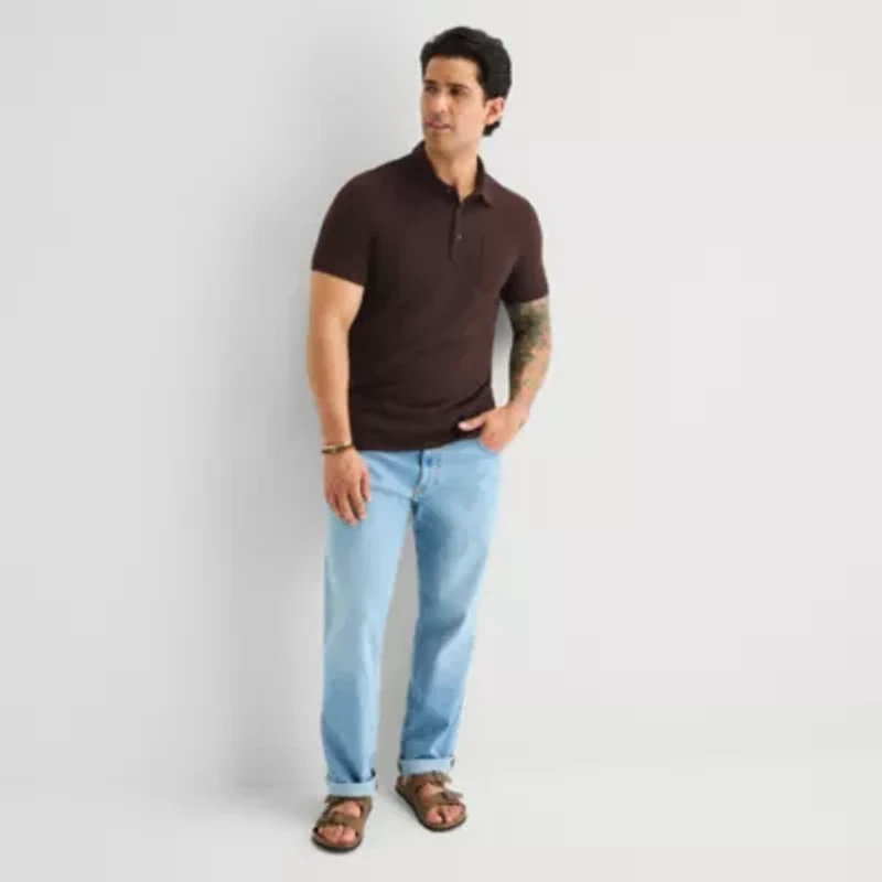 mutual weave Mens Regular Fit Short Sleeve Polo Shirt