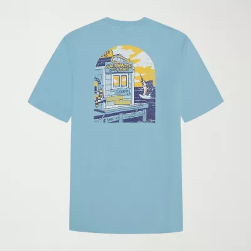 IZOD Saltwater Mens Crew Neck Short Sleeve Classic Fit Big and Tall Graphic T-Shirt