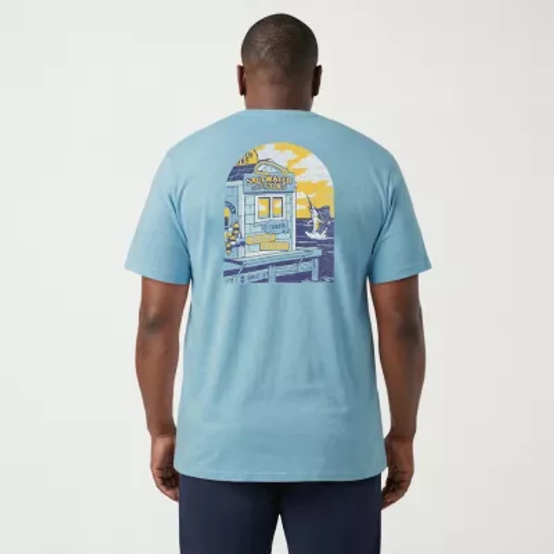 IZOD Saltwater Mens Crew Neck Short Sleeve Classic Fit Big and Tall Graphic T-Shirt