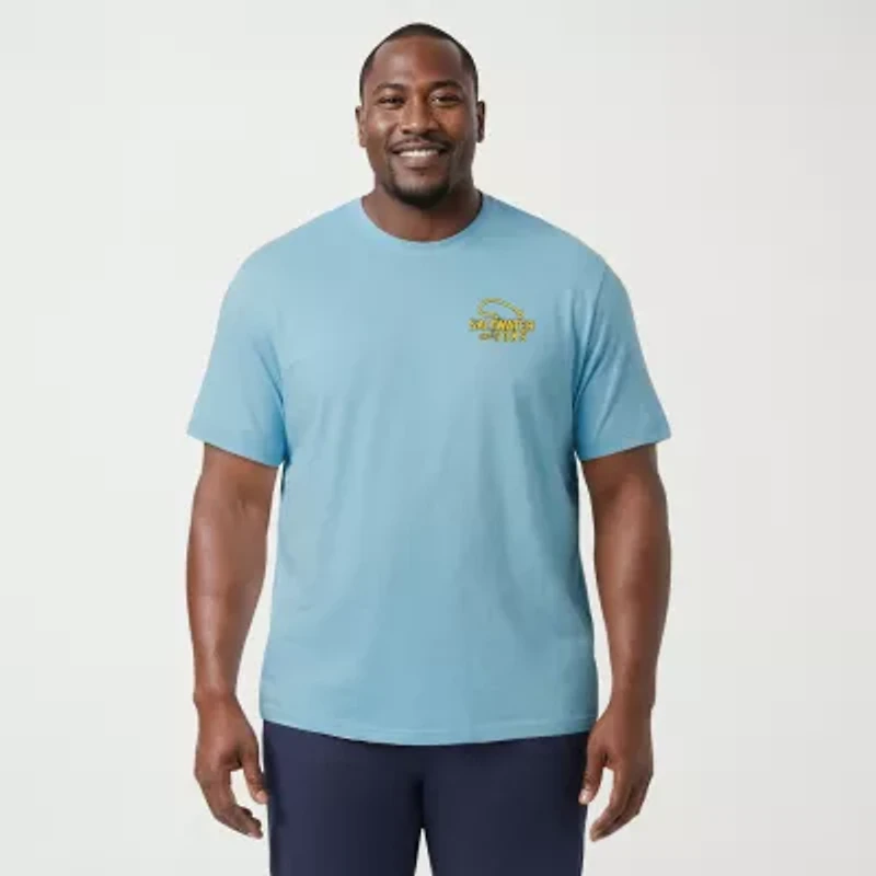 IZOD Saltwater Mens Crew Neck Short Sleeve Classic Fit Big and Tall Graphic T-Shirt