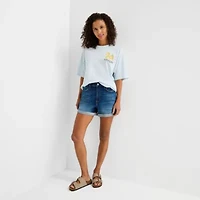 Arizona Womens Juniors Round Neck Short Sleeve Oversized Graphic T-Shirt