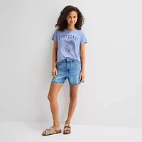 Arizona Womens Juniors Crew Neck Short Sleeve Regular Fit Graphic T-Shirt