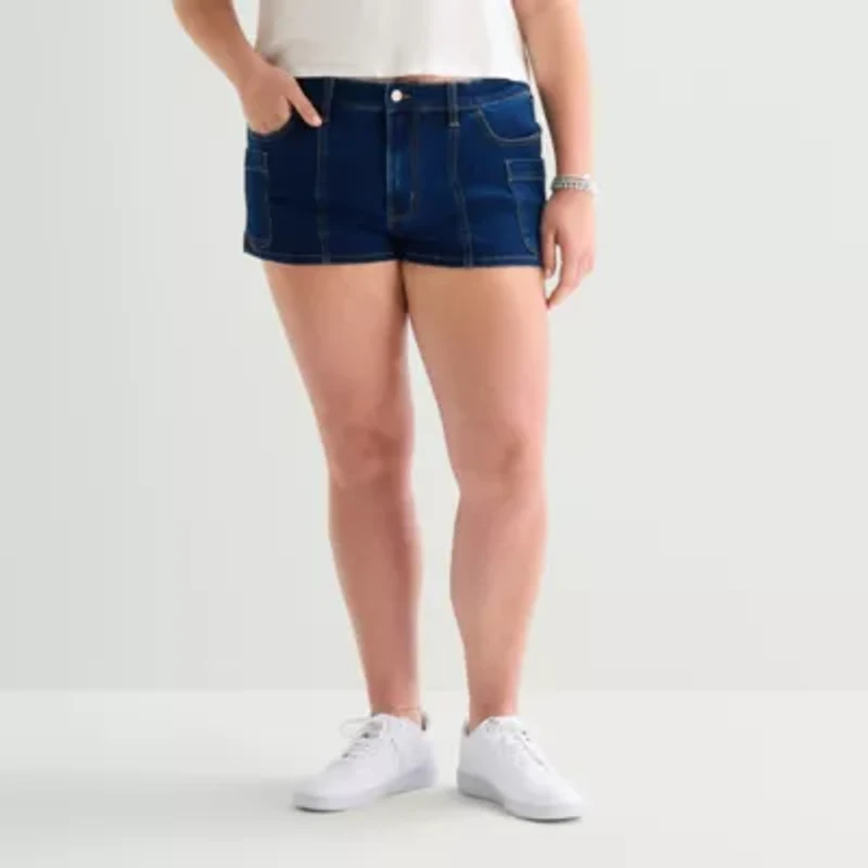 Arizona Womens 2 1/2" Low Rise Juniors Plus Denim Short