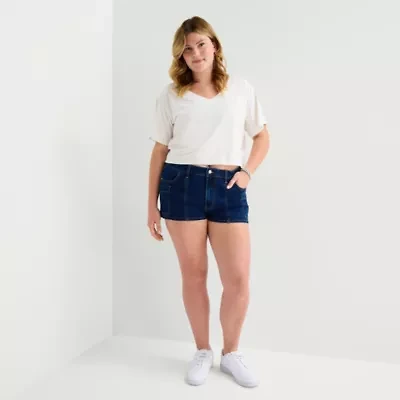 Arizona Womens 2 1/2" Low Rise Juniors Plus Denim Short