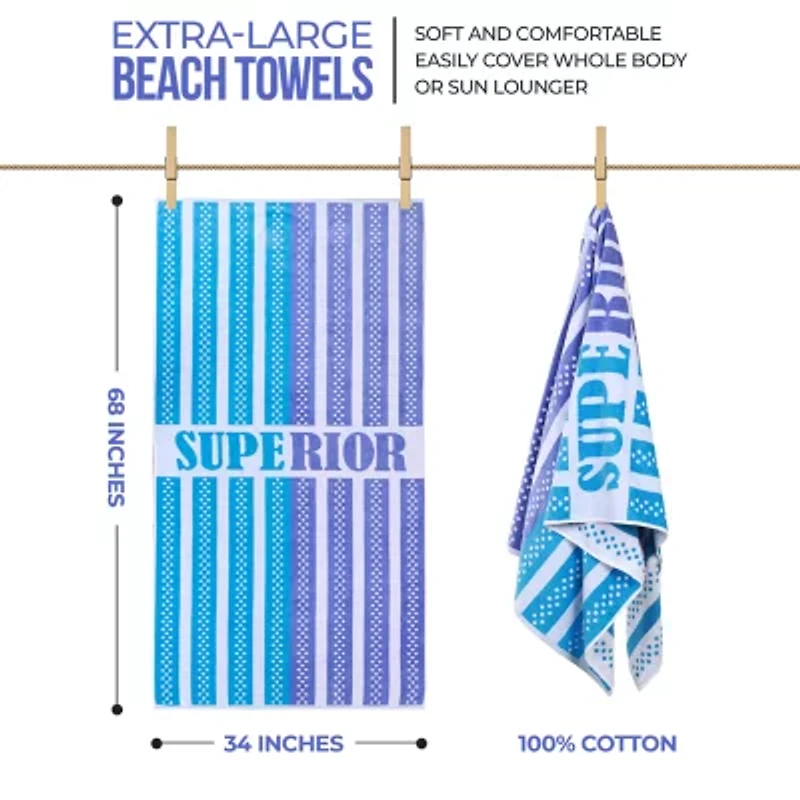 SUPERIOR® Striped Cotton Oversized Quick Dry Beach Towel
