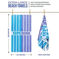 SUPERIOR® Striped Cotton Oversized Quick Dry Beach Towel