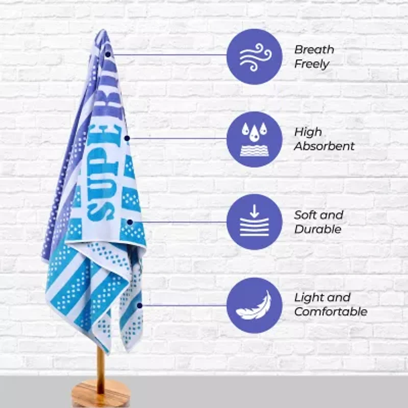 SUPERIOR® Striped Cotton Oversized Quick Dry Beach Towel