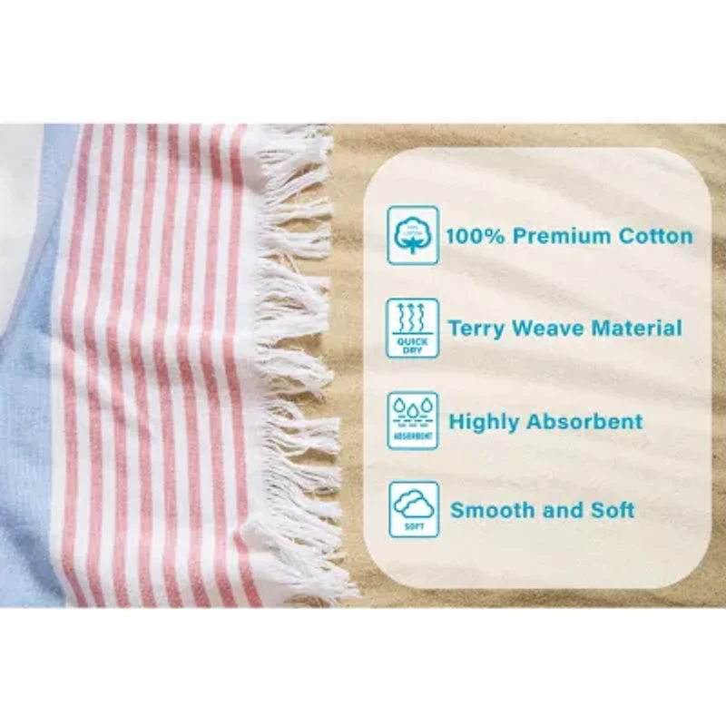 SUPERIOR® Mira Striped Cotton Quick Dry Beach Towel