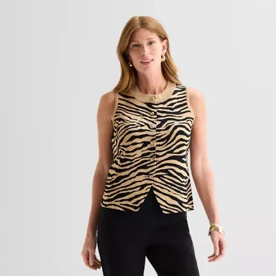 Liz Claiborne Womens Crew Neck Button Sweater Vest