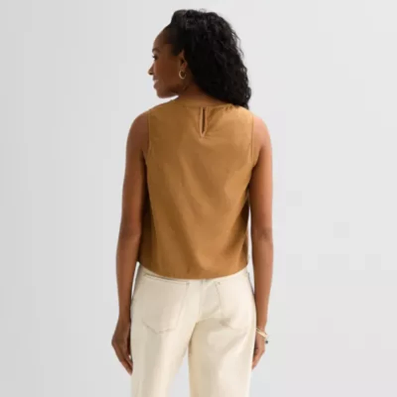 St. John's Bay Womens Crew Neck Sleeveless Blouse