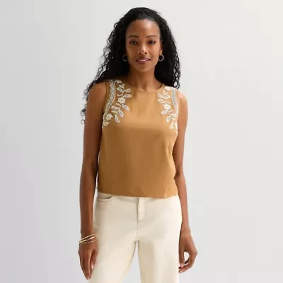 St. John's Bay Womens Crew Neck Sleeveless Blouse